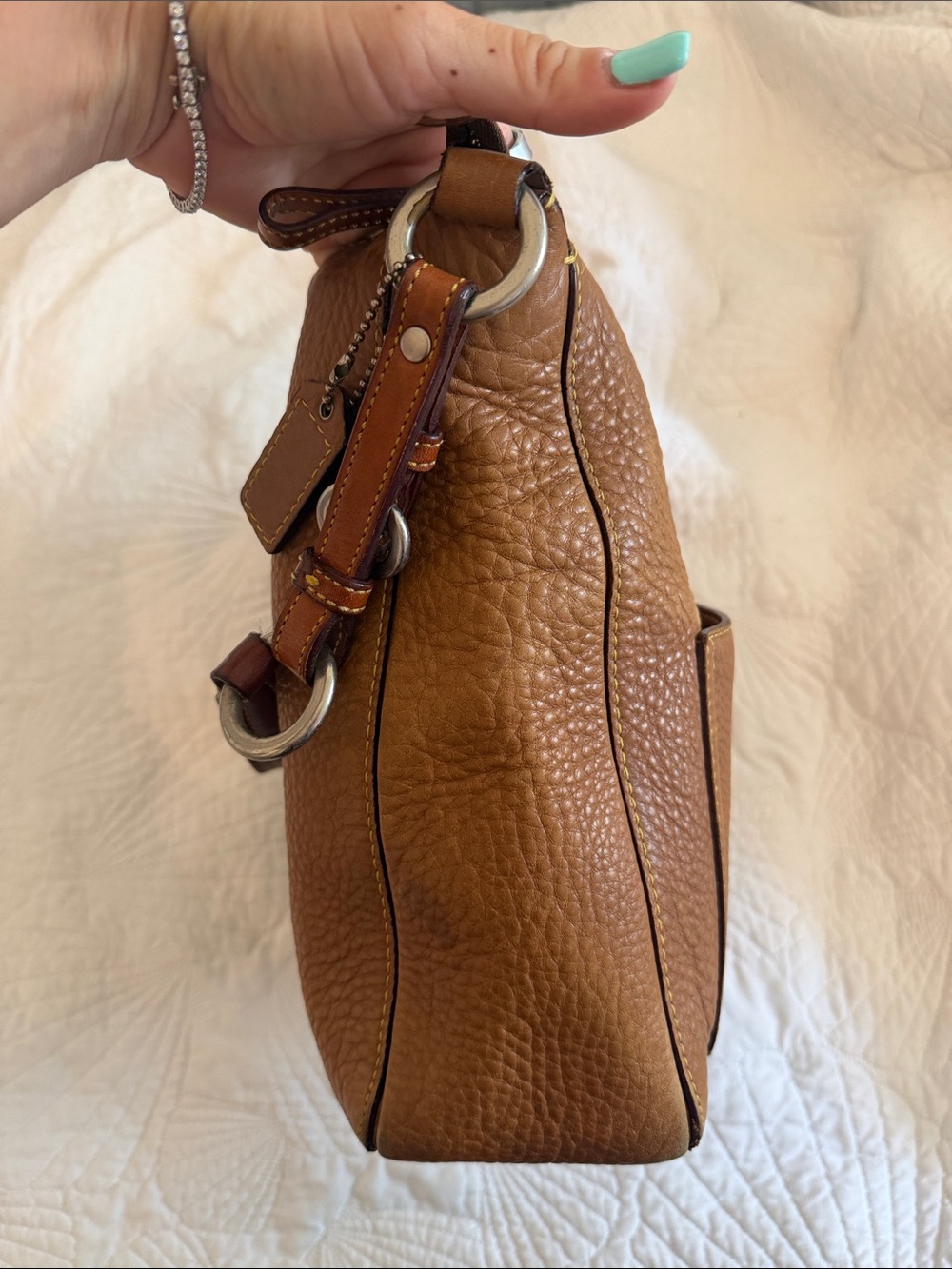Coach Cognac Pebble Leather Shoulder Bag - Picture 10 of 10